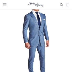 NWT!! State and Liberty - ATHLETIC FIT STRETCH SUIT - HEATHERED LIGHT BLUE